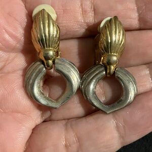 Vintage Gold and Silver Door Knocker Clip On Earrings
